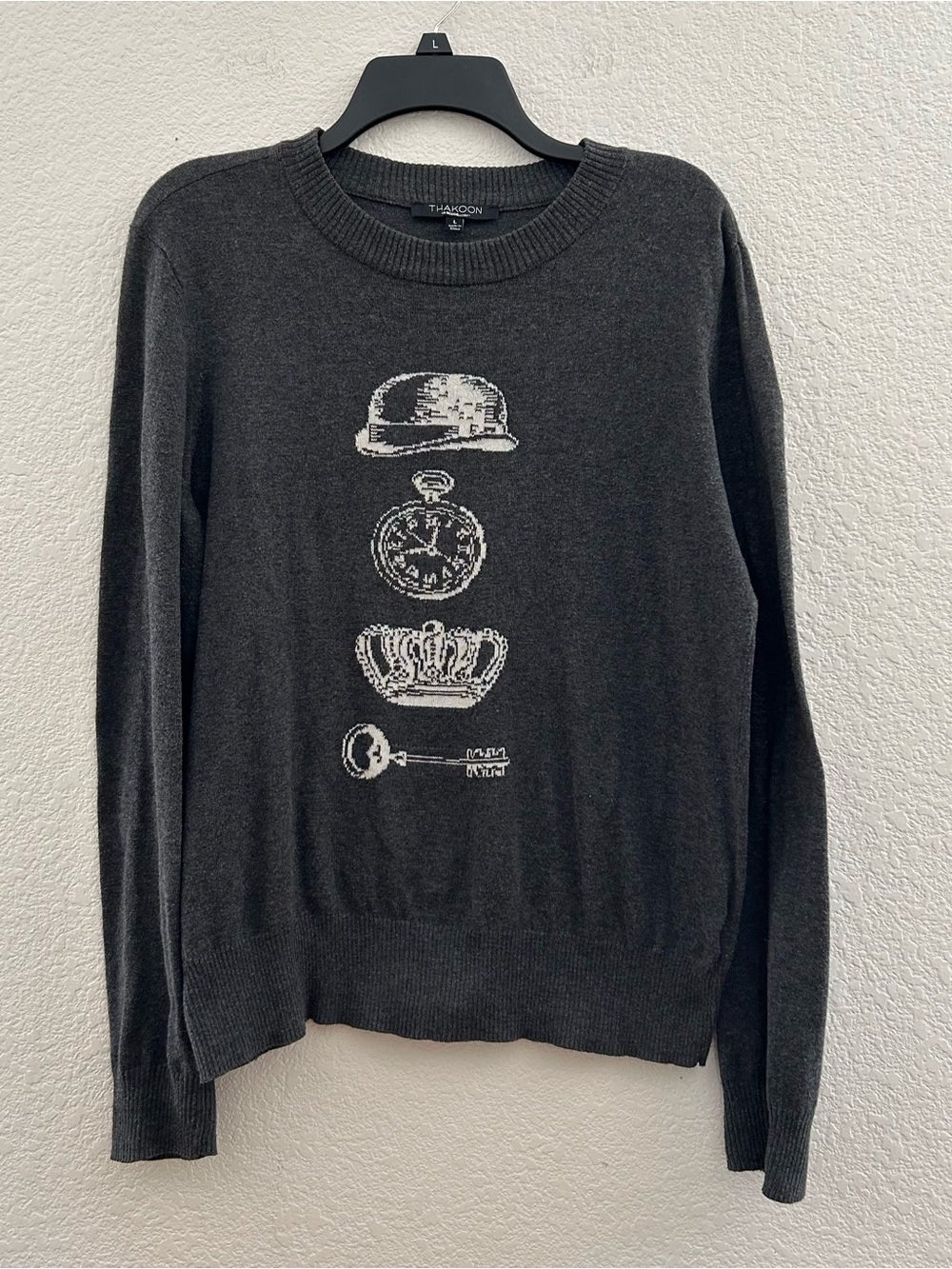Thakoon Dark Gray Graphic Crewneck Sweater